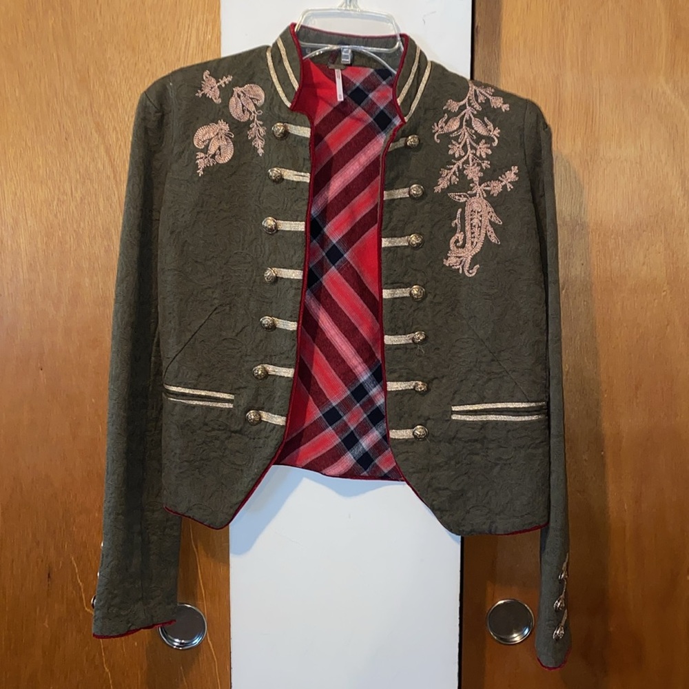 💚💛❤️EUC Worn Once Free People Military Olive Green Blazer - Picture 4 of 9
